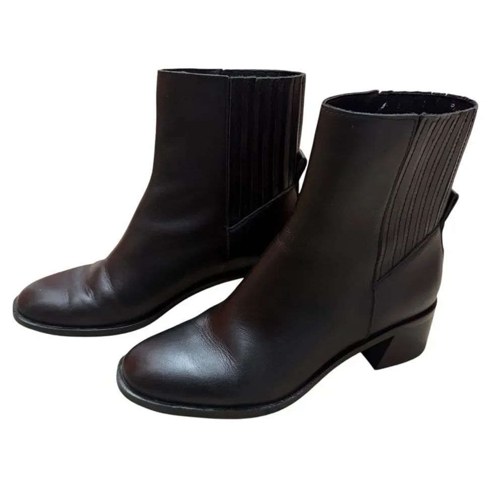 DOLCE VITA Black Leather Ankle Boots Size 8